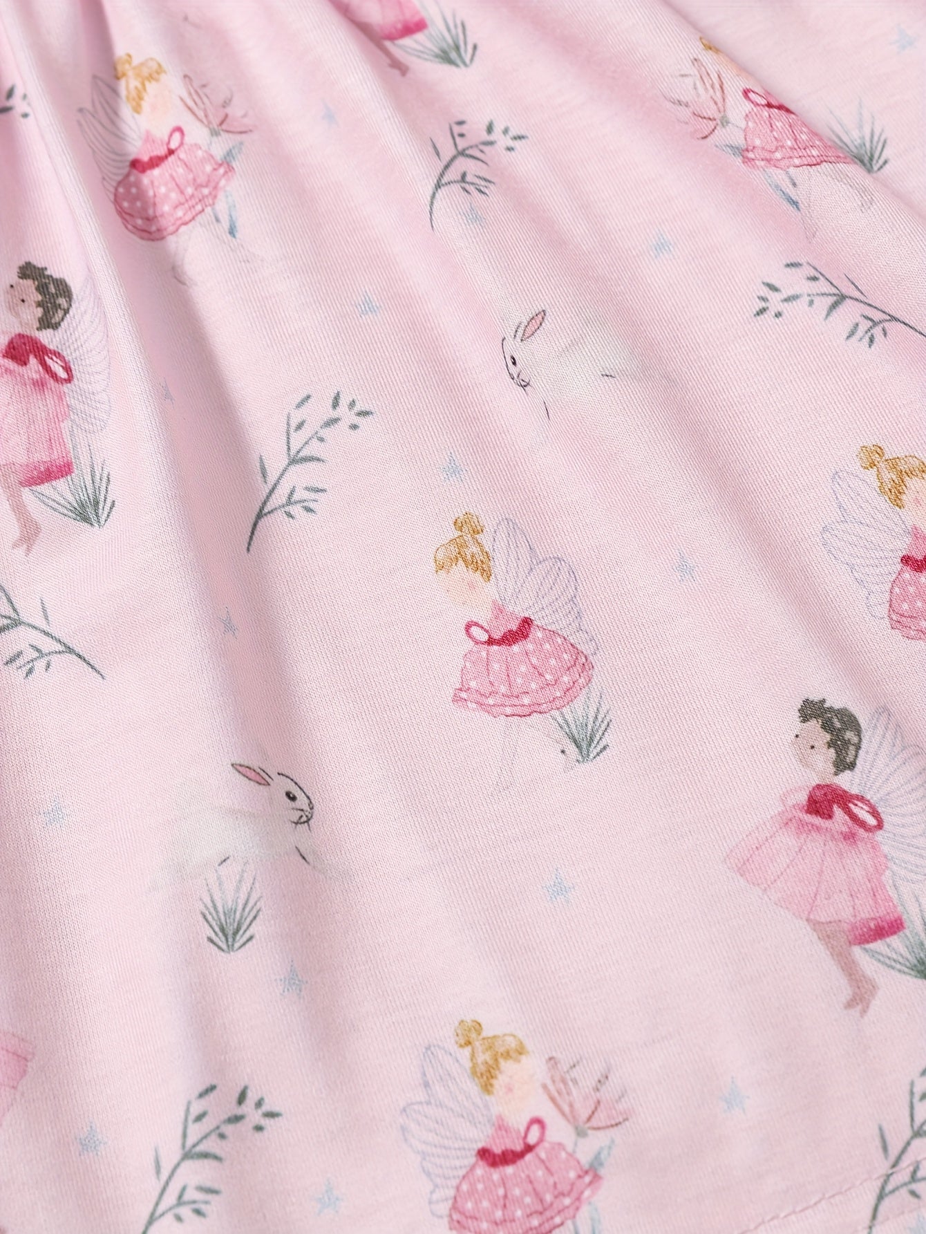 A Cute And Casual Outfit Set for Baby Girls Featuring a Pink Floral Print Dress with Flutter Sleeves, Designed for Spring And Summer.