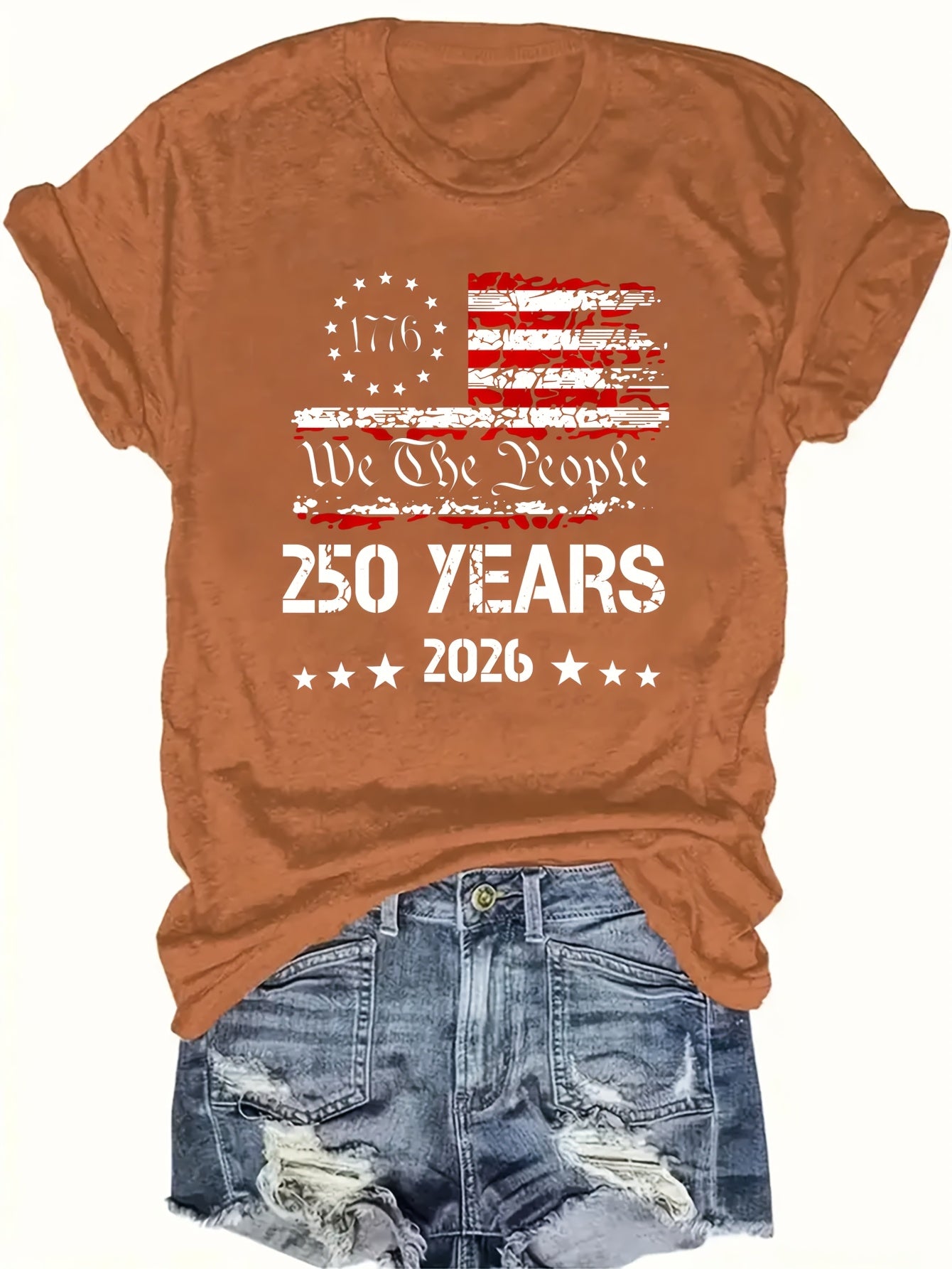 250 YEARS 2026 We The People Round-neck Pullover Comfortable And Soft Women's T-shirt