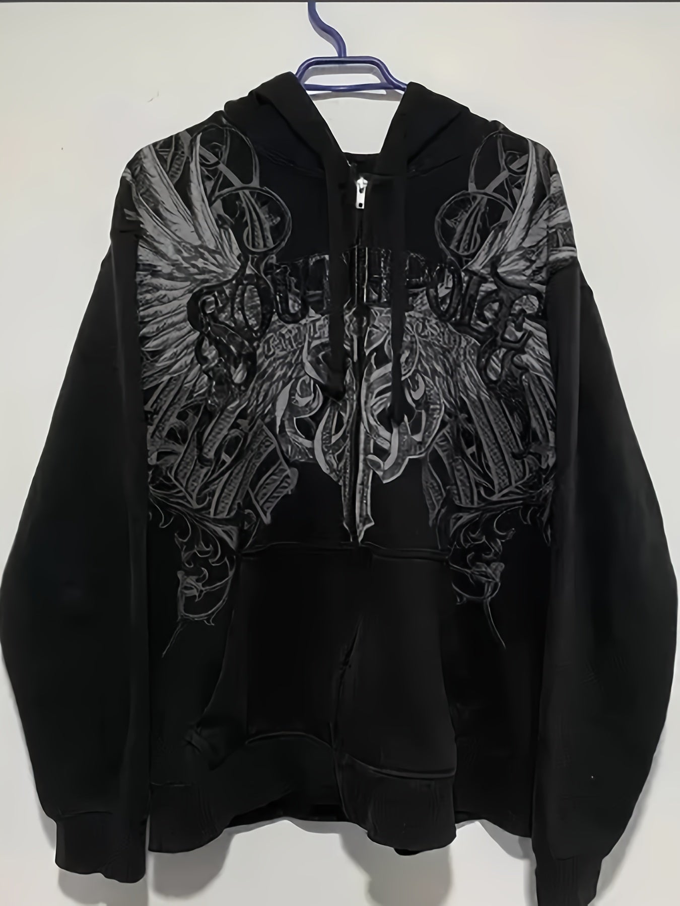 Y2K MMA Elite Zip Up Hoodie, Red Vintage Graphic Streetwear Jacket with Gothic Skull Wing Print, Full Zip Sweatshirt for Fall Winter, Unisex Hip Hop  Style Hoodie for Teens Men Women Couples, American Aesthetic Fashion Outerwear