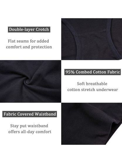 5pcs High Waist Solid Color Briefs, Comfy, Soft, Breathable, Stretchy And Elegant Lingeries for Women
