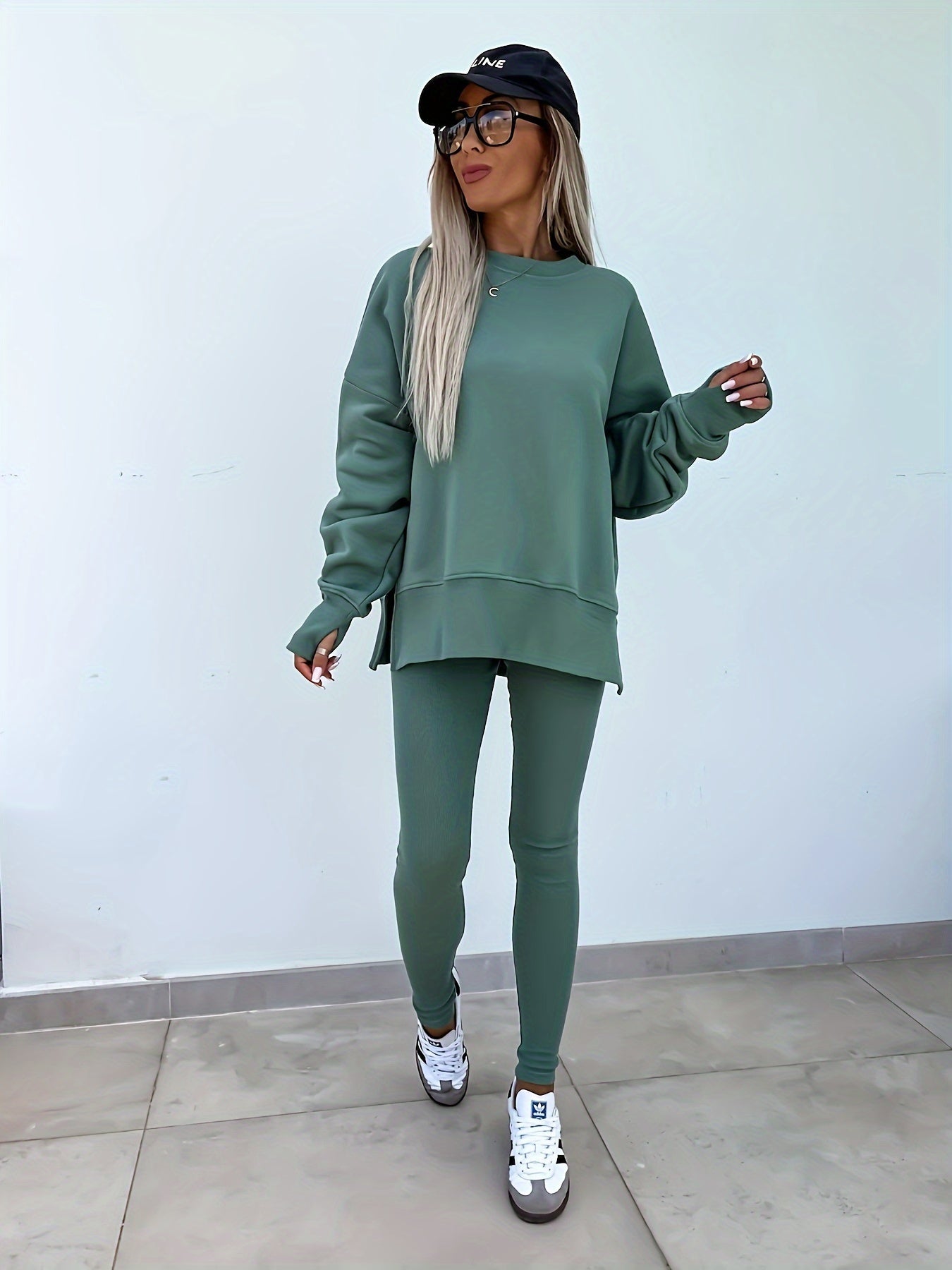 Women'S Spring And Autumn Outdoor Sports Hoodie Set, Women'S Autumn Winter Long Sleeve Solid Color Hoodie Casual Set, Hoodie Top And Pants Yoga Two-Piece Set, Outdoor Running Fitness Set