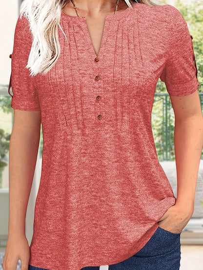 Women's Green Viscose V-Neck Pleated T-Shirt - product view 18