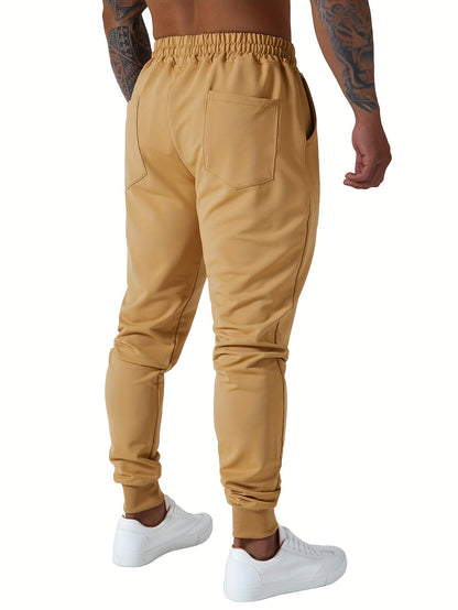 3pcs Men's Jogger Sweatpants - Ultra-Elastic Gym Pants with Deep Side Pockets, Mid-Rise Athletic Workout Bottoms, Solid Color Casual & Training Wear, Machine Washable (Regular Fit) - Bulk Pack for Running, Gym, Everyday Use - Easy Care &