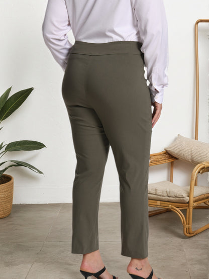 Plus Size - Plus Size - Women Pull on Pant with Silver During Super Stretch Soft Millennium Fabric to Work Ankle Pant