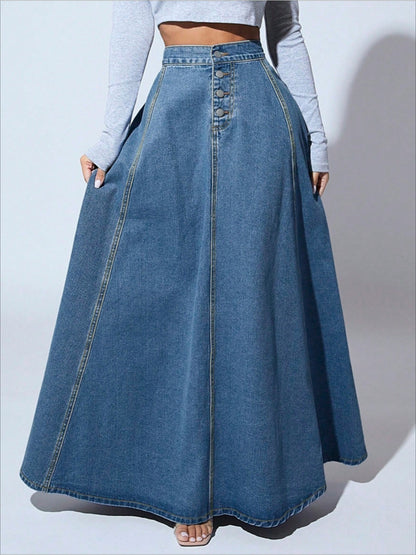 Women's Dark Blue Denim Skirt - product view 4