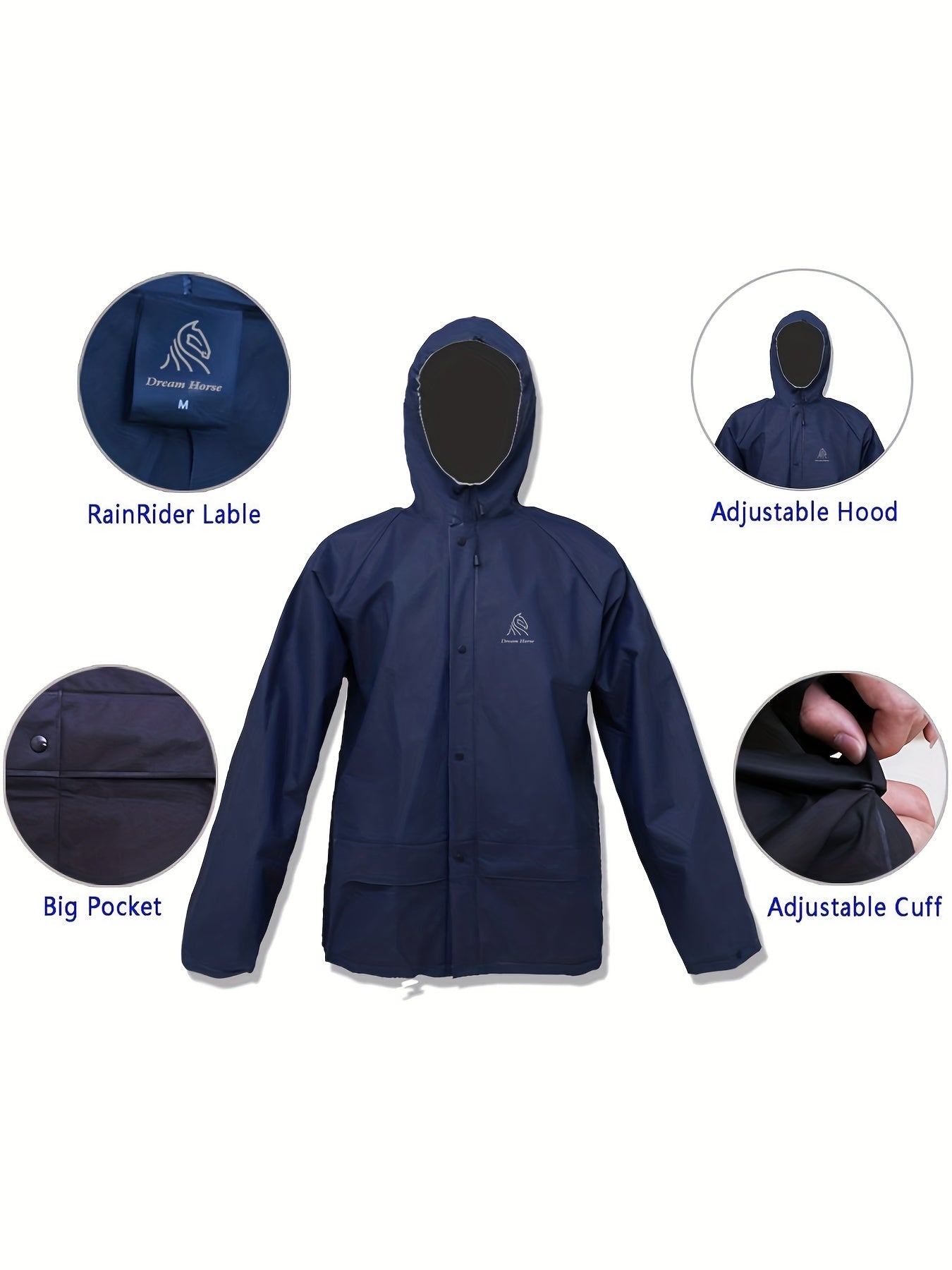 Ultra-Lite Rain Coat with Pants for Men Women Waterproof Rain Suit for All Sports, Reusable, Portable, Waterproof, Breathable, Dependable Wet Weather Protection, for Cycling, Fishing, Running, Hiking, Camping(Navy), Father's Day Gift