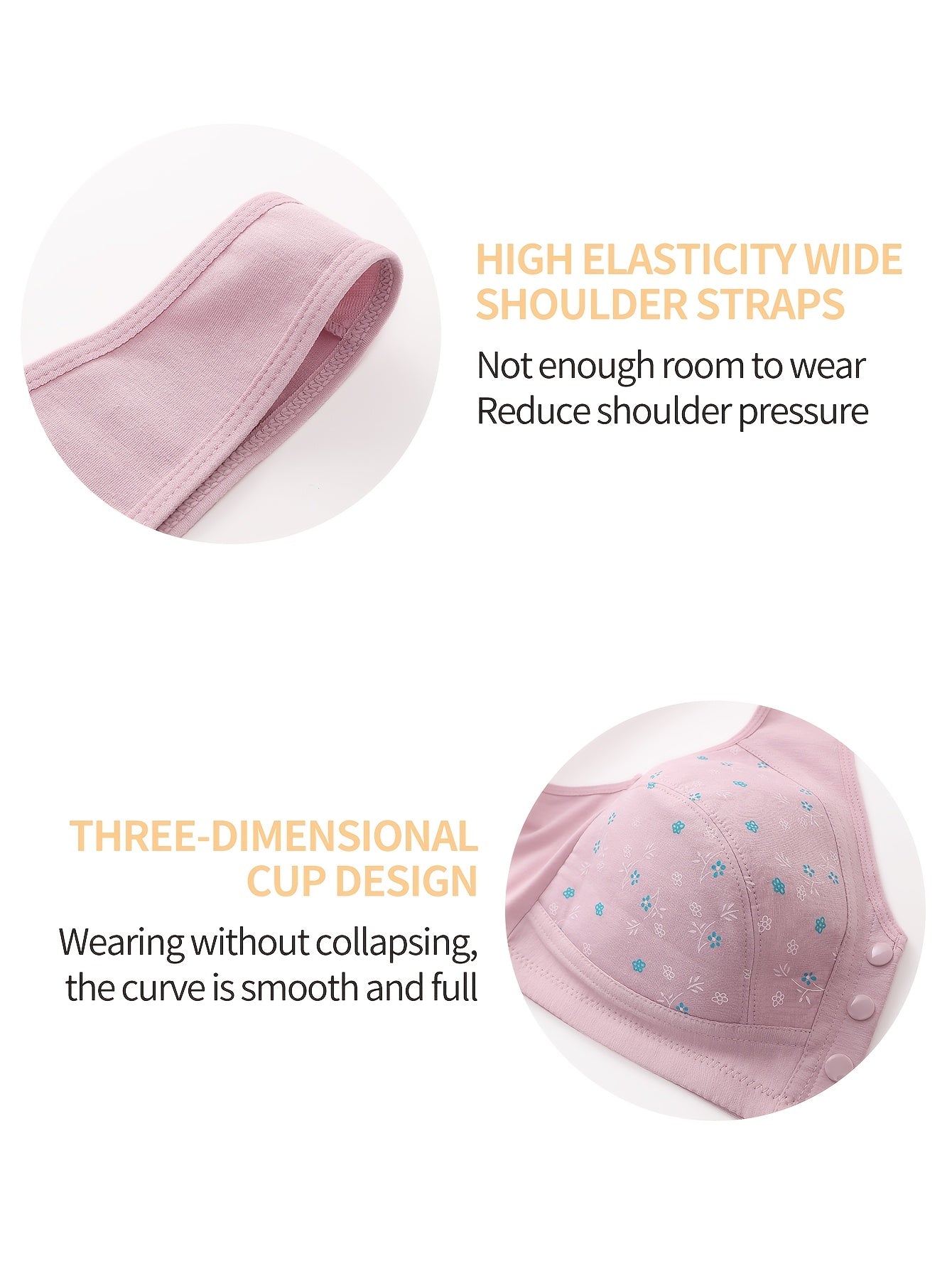 3pcs Plus Size Printed Front-Closure Bra Set Elegant Full-Cup Wire-Free Comfort Bras Women's Lingerie & Underwear Sets Everyday Bras Fashion Underwear Skin-Friendly Fabric Soft Material Padded Bras Seamless Underwear