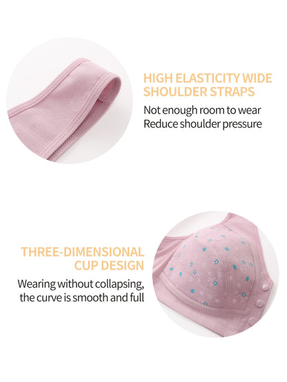 3pcs Plus Size Printed Front-Closure Bra Set Elegant Full-Cup Wire-Free Comfort Bras Women's Lingerie & Underwear Sets Everyday Bras Fashion Underwear Skin-Friendly Fabric Soft Material Padded Bras Seamless Underwear