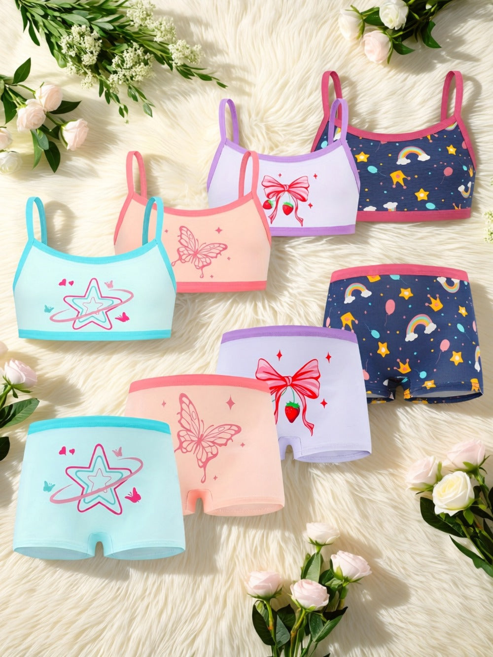 Girls' Camisole & Panty Set - 8-Piece Butterfly