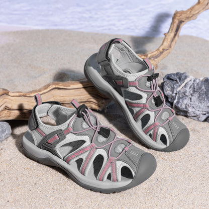 Women's Hiking Sandals Adventurous Summer Sports Shoes Outdoor Closed Toe Athletic Sport Sandals Comfortable Water Shoes Water-Friendly Beach Pool Vacation Fishing Boating Park Shoes