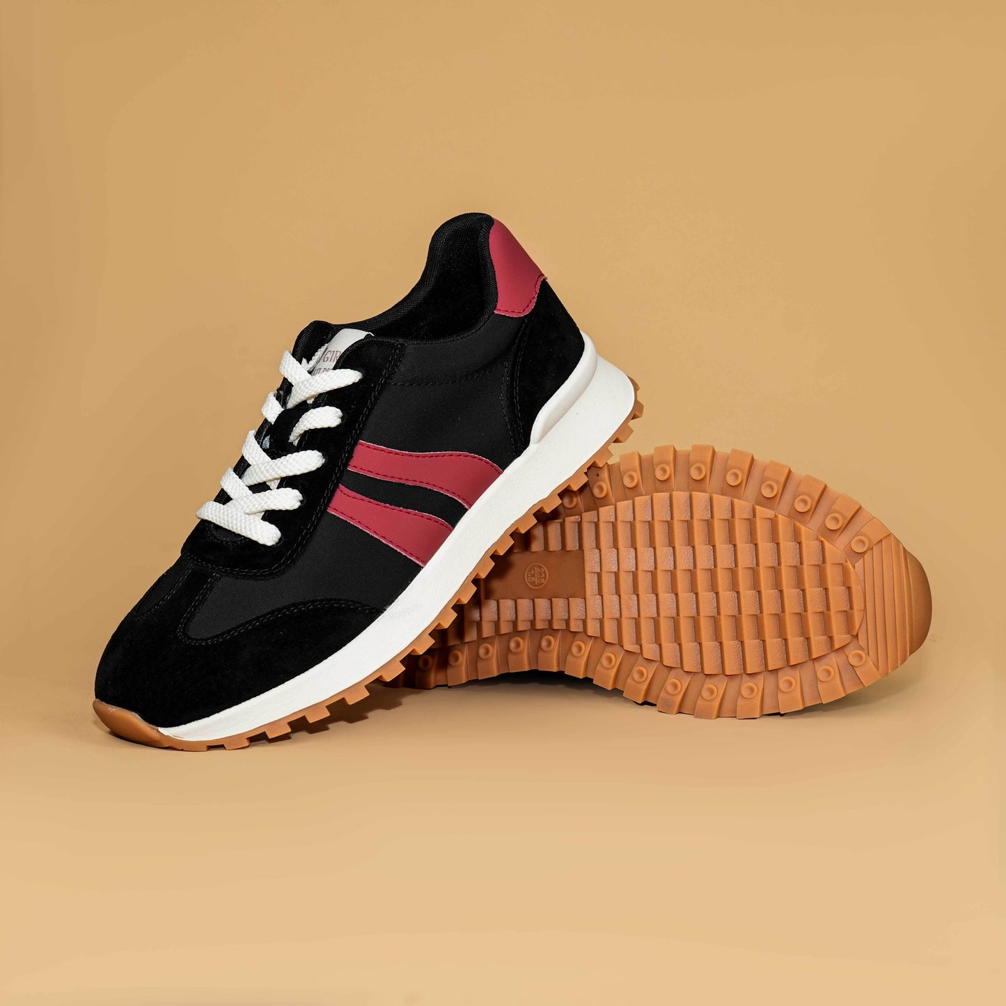 Women's Genuine Leather Chunky Lug Sole Lace Up Running Shoes Casual Designed Fashion Sporty Sneakers AA1127n