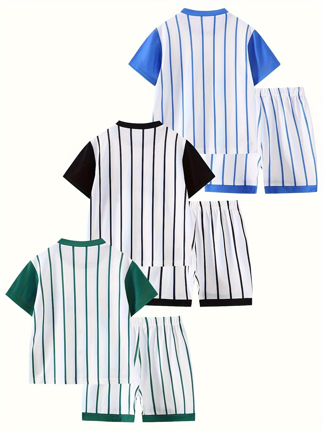 6pcs Boys' Summer Short-Sleeved Set for 4-Year-Olds, New Style for 8-Year-Olds. Includes Shorts And T-Shirts. Breathable, Comfortable, Sporty And Casual. Suitable for Outdoor Activities. Trendy Boys' Wear