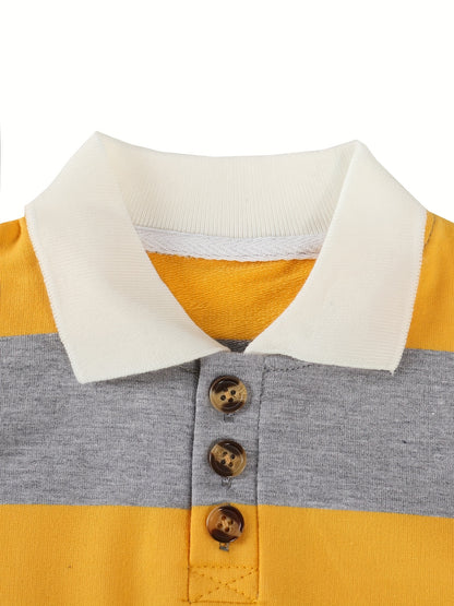 3pcs Boys' Long-Sleeve Pique Shirt Soft Casual Shirt School UniformFor Kids Boys' Clothes, Children's Clothes, 2-9 Years Old, Spring Clothes, Summer Clothes, Valentine's Day Gifts, Easter Gifts, Discounted