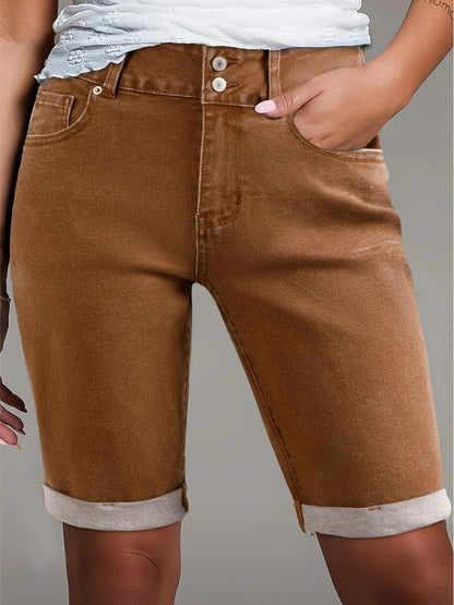 Women's Light Brown-1 Denim Shorts - product view 2