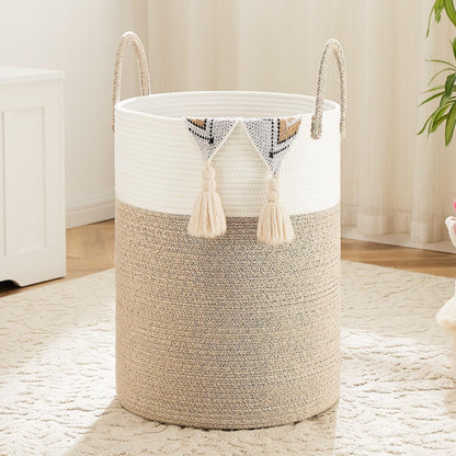 Collapsible Laundry Basket, Woven Rope Laundry Hamper, 12.15gal/15.85gal/ 21.13gal/26.42gal Laundry Bag For Decor Storage Of Dirty Clothes, And Blankets In Bathroom, Room And Living Room