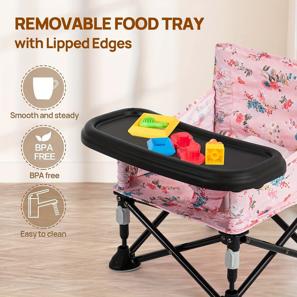 Portable Baby Chair - Foldable Tray Camping Seat