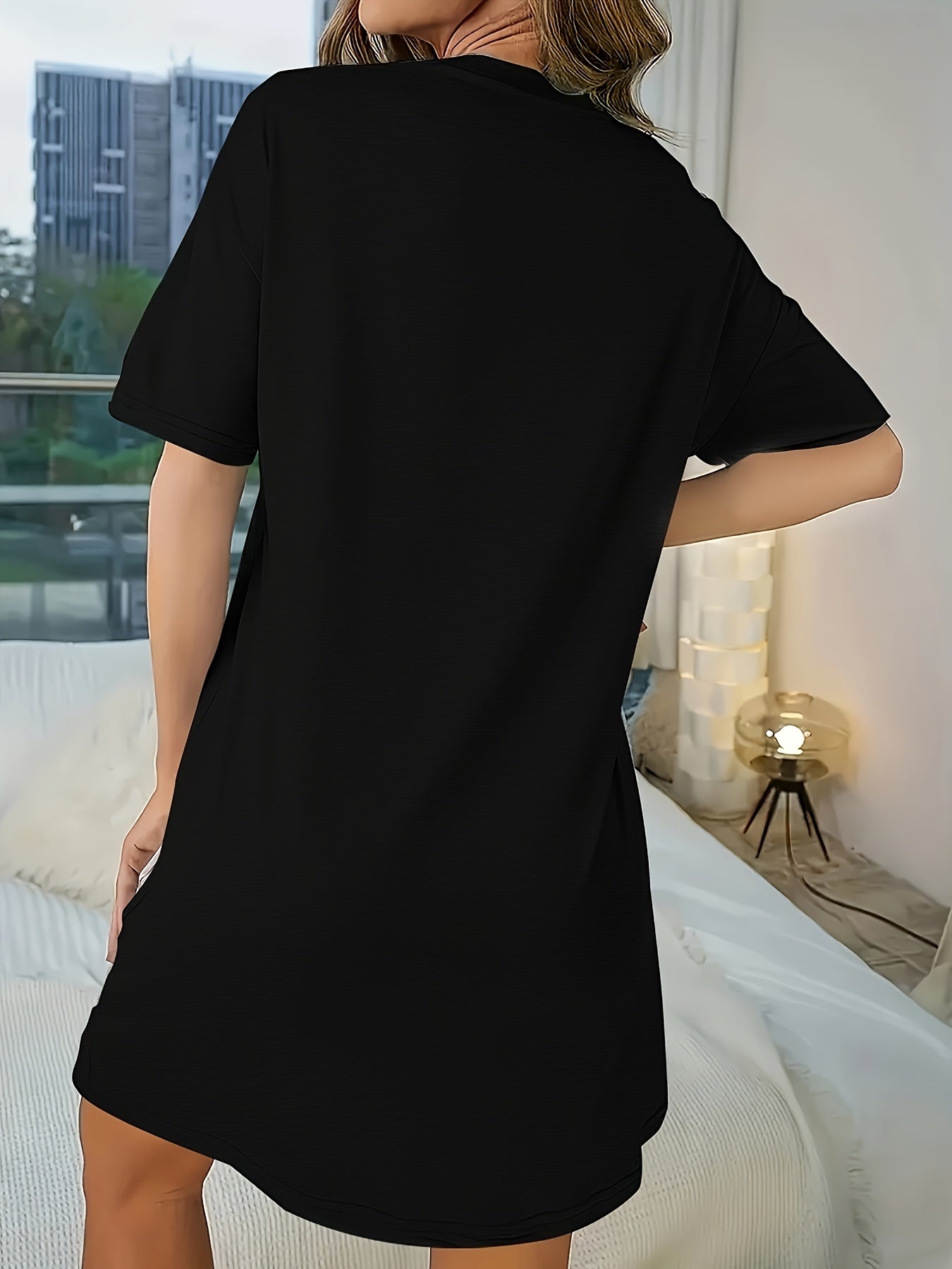 A Women'S Round-Neck Short-Sleeved A-Line Skirt- Loose-Fitting, Breathable And Soft Mid-Length Summer Vacation Dress, Machine-Washable Solid-Color Casual Wear for Spring And Summer Travel, Durable Adult Clothing (Note: This Product Is A Dress)