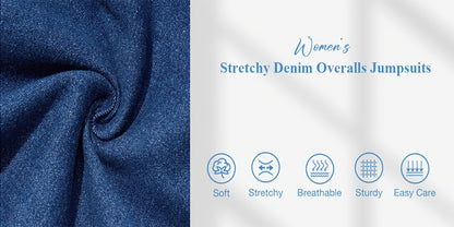 [Denim Overalls Set] Women's Denim Overalls Set - Non-Elastic Mid-Calf Long Style, Functional Pocket Design - Party Casual Wear, Versatile for Daily Use - Easy-To-Care Denim Clothing, Spring Fashion, Trendy Women, Four-Season Style, High-Quality Sewing, F