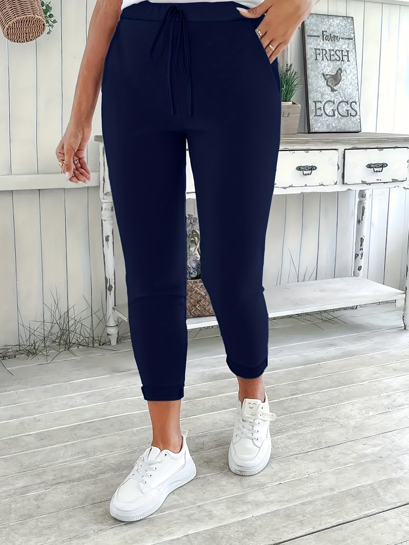 Plus Size - Plus Size Women'S Pants Spring Summer Curve Ladies Casual Pockets Solid Colour Tight Ladies Trousers Black Pants, Plus Size Women Pants