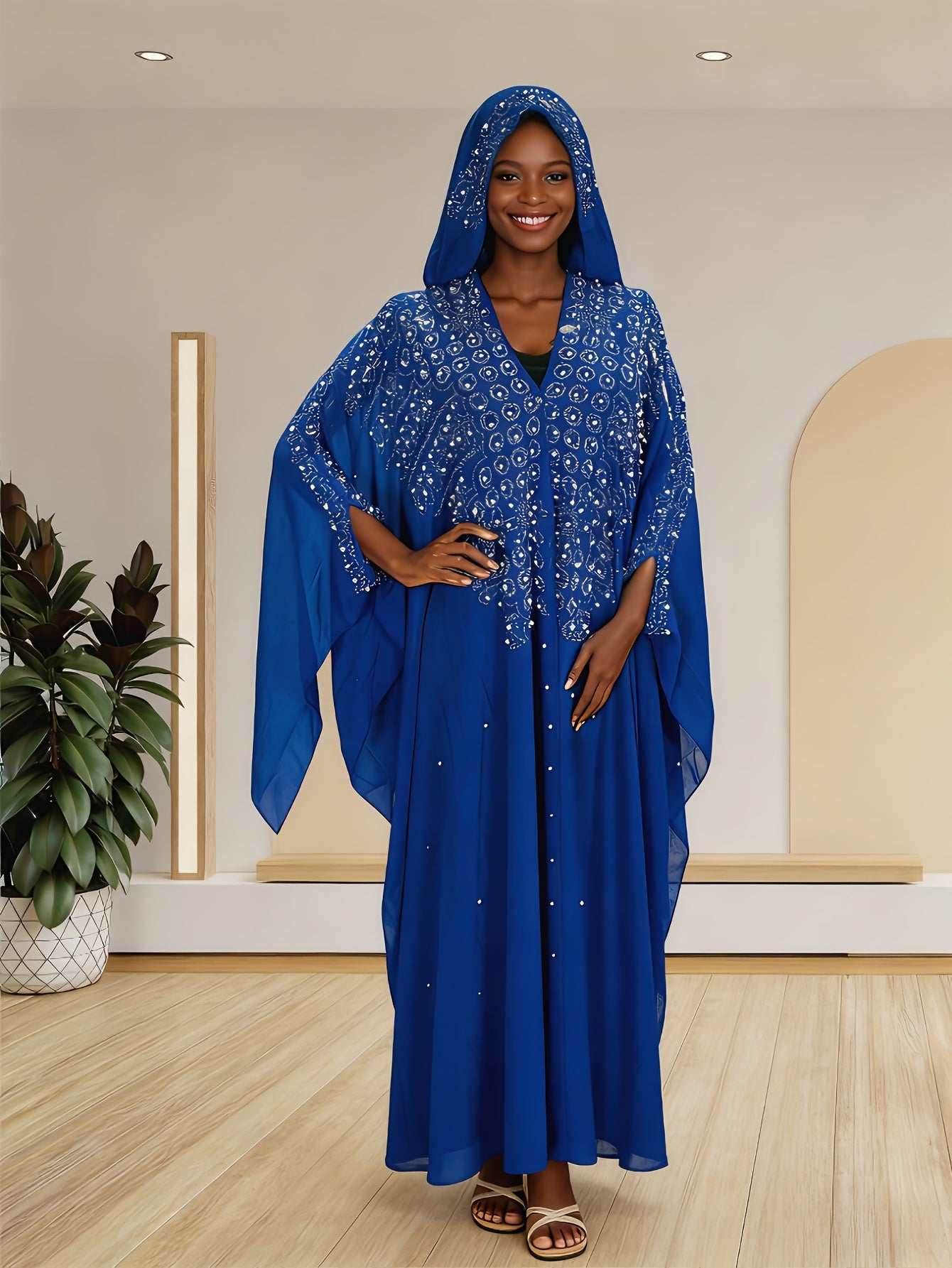 Chic Shawl Adorned with Sequins And Rhinestones for Spring - Features a Relaxed Fit, Long Sleeves, Tassel Details, And Golden Accents, Ideal for Fashion in The Middle East And Southeast Asia, a Dazzling Outfit