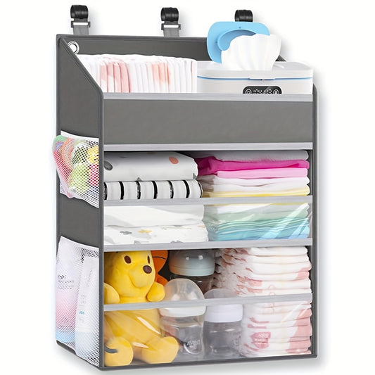 Hanging Diaper Caddy Organizer, Diaper Organizer Caddy With Multiple Pockets, Baby Organizer For Nursery Accessories Changing Table Organizer And Diaper Storage, Christmas Halloween Thanksgiving Day Gift, Gray
