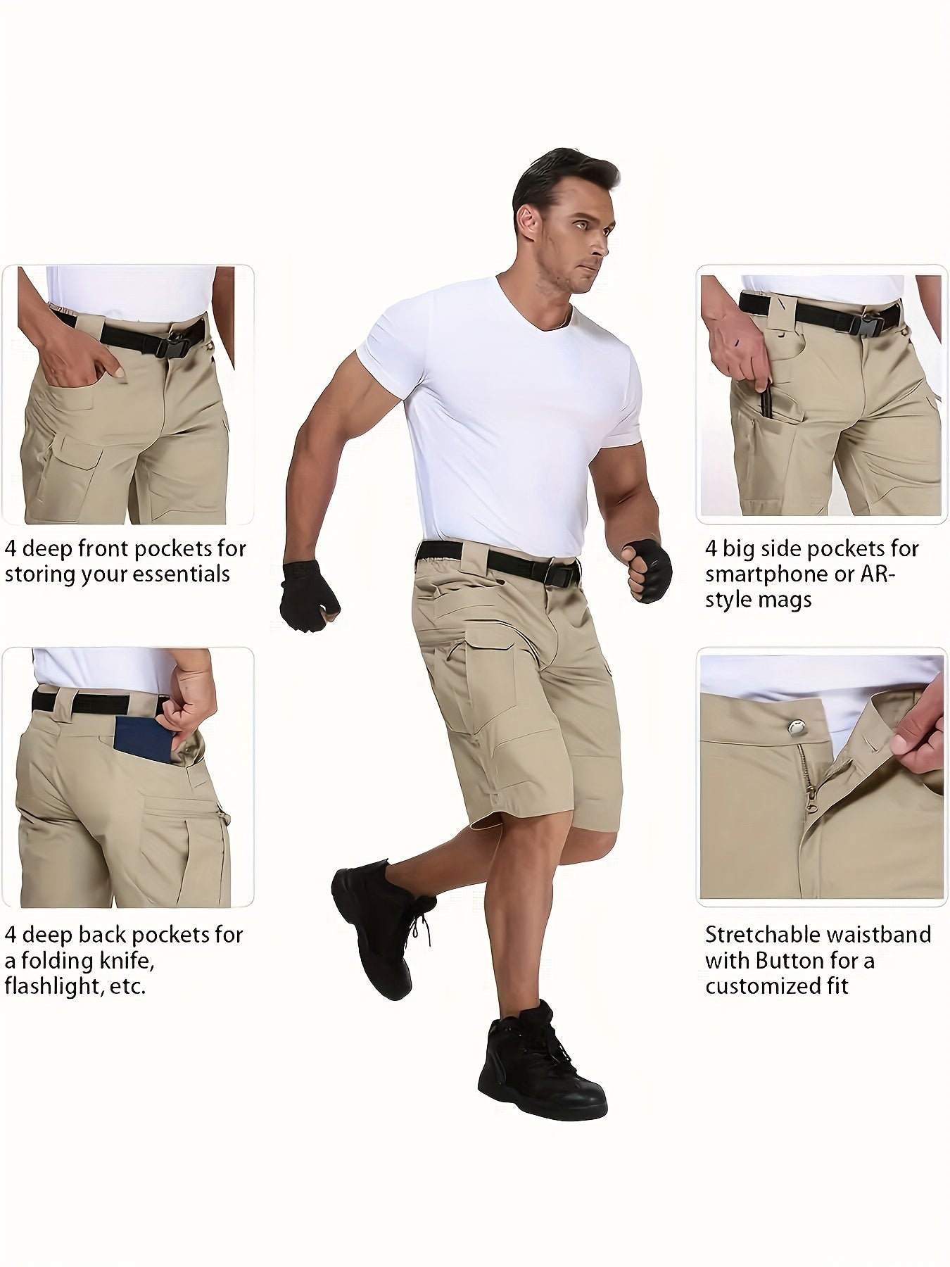 Men's Black+gray Shorts - product view 14