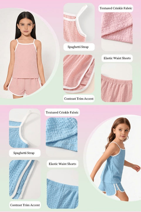 8pcs Girls Summer Camisole Vest 2pcs Tops + Pants Set Summer New Baby Thin Shorts Holiday Gift Party Girl's Clothes Children's Clothing, Perfect for Outdoor