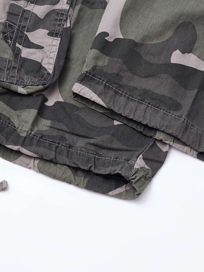 Men's Pure Cotton Washed Camouflage Outer Multi Pocket Workwear Shorts