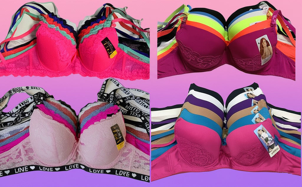 6 Pack Women's Random Assortment Print Lace Floral Bras with Underwire Everyday Push Up Bras for Women Sizes 30A Thru 42D