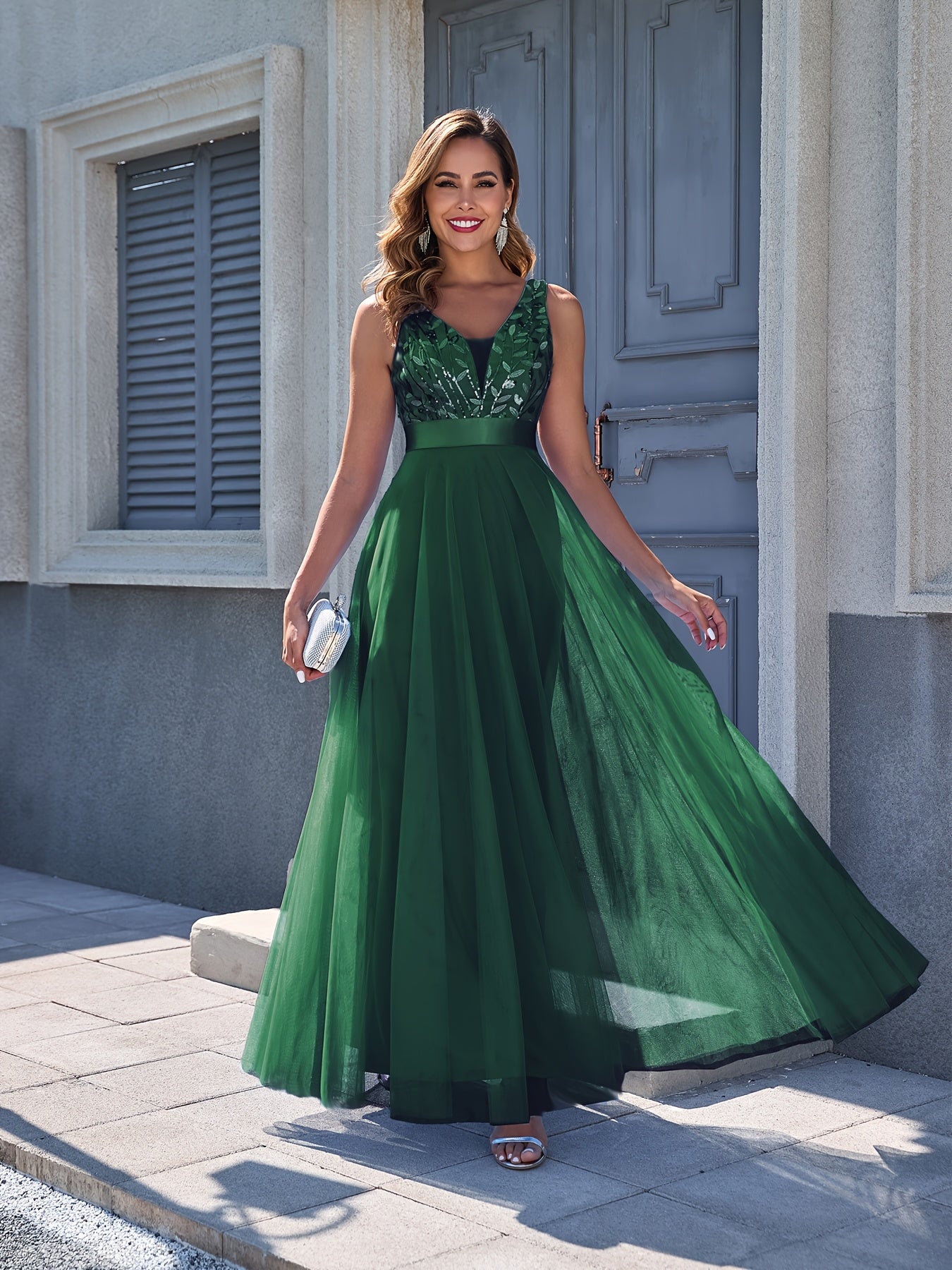 Women'S Dress Embroidery Design V-Neck Sleeveless Long Dress Wedding Dresses for Women for Engagement Wedding Evening Party Dancing Performance Date Daily Valentine'S Day New Year Various Occasions Mesh Long Dress