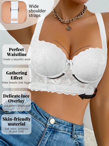 Sexy Beautiful Lace Women'S Underwear Gathered Wide Shoulder Straps Breathable And Comfortable Bra Can Be Worn Daily