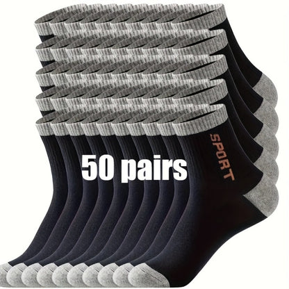 Men's Athletic Crew Socks - 50-Pair Pack