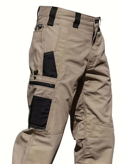2pcs Men'S Tactical Work Pants with Spacious Multi-Pocket Design & Durable Ripstop Fabric, Outdoor Pants for Camping, Climbing, Fishing, Hunting, Straight-Leg Fit with Belt Loops, Rugged Style, All-Season Pants