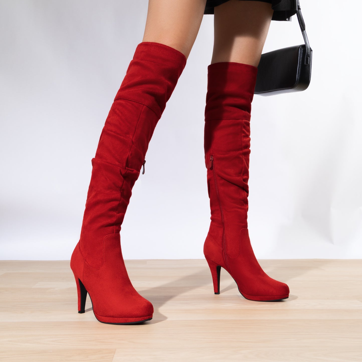 DREAM PAIRS Women's Black Thigh High Chunky Heel Platform Over The Knee Boots Size 9.5 M