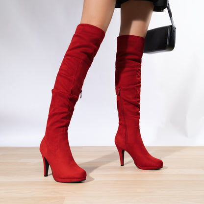 DREAM PAIRS Women's Black Thigh High Chunky Heel Platform Over The Knee Boots Size 9.5 M