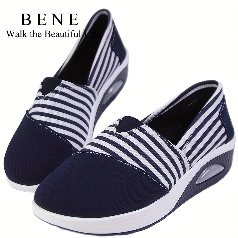 [Striped|Lightweight] Lightweight Low Top Women'S Casual Fashion Sneakers | Striped Fabric Upper, Sole, And Comfort Insole | for All-Season, Women Shoes