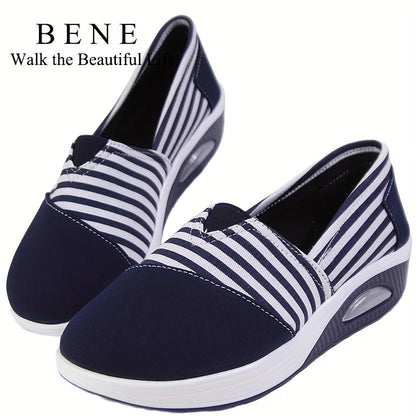 [Striped|Lightweight] Lightweight Low Top Women'S Casual Fashion Sneakers | Striped Fabric Upper, Sole, And Comfort Insole | for All-Season, Women Shoes