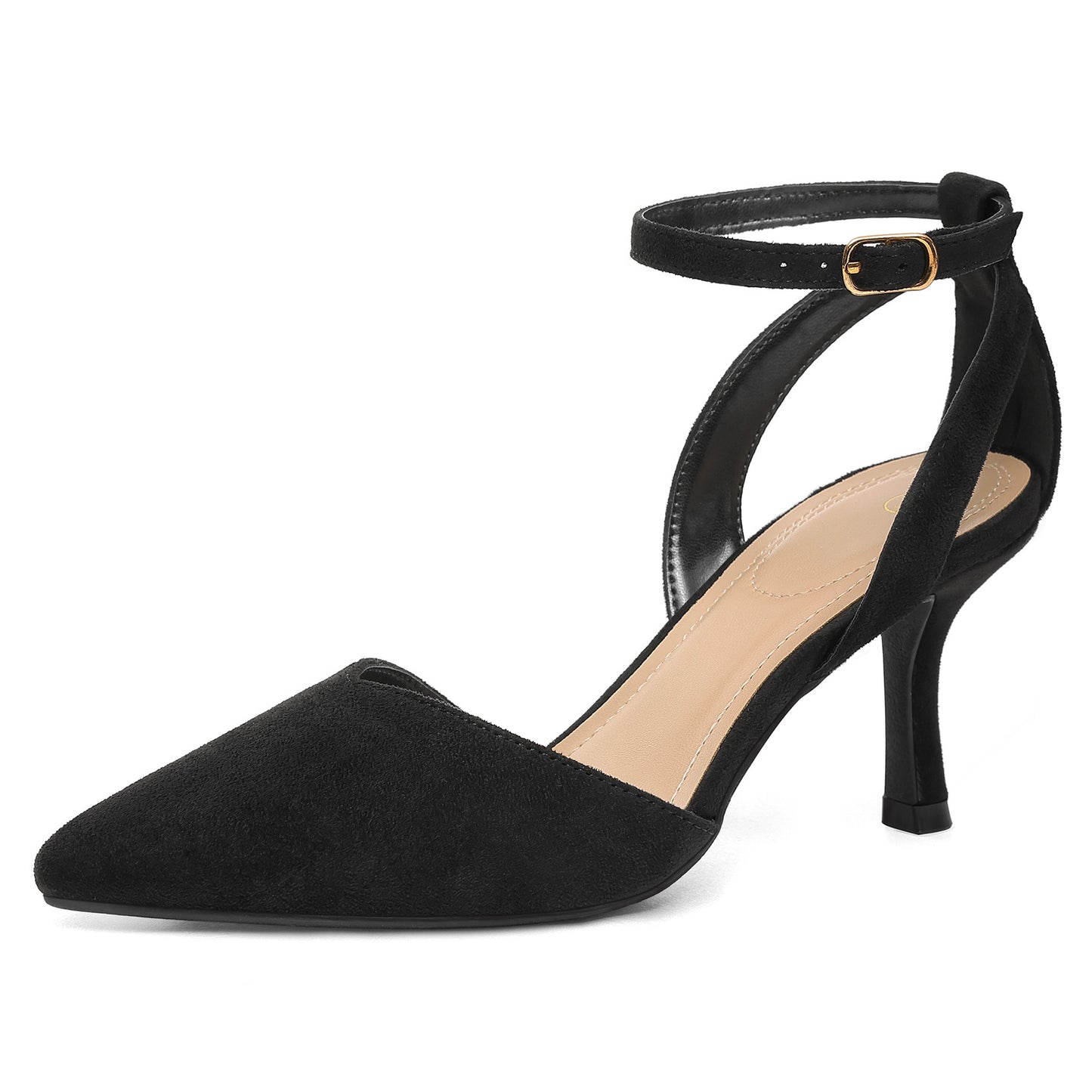 Elegant Women's High Heels, Featuring a Pointed Toe and Stiletto Heel, with an Ankle Strap and Buckle Closure. Stylish Party Heels, Suitable for Parties and Various Occasions., Women Shoes