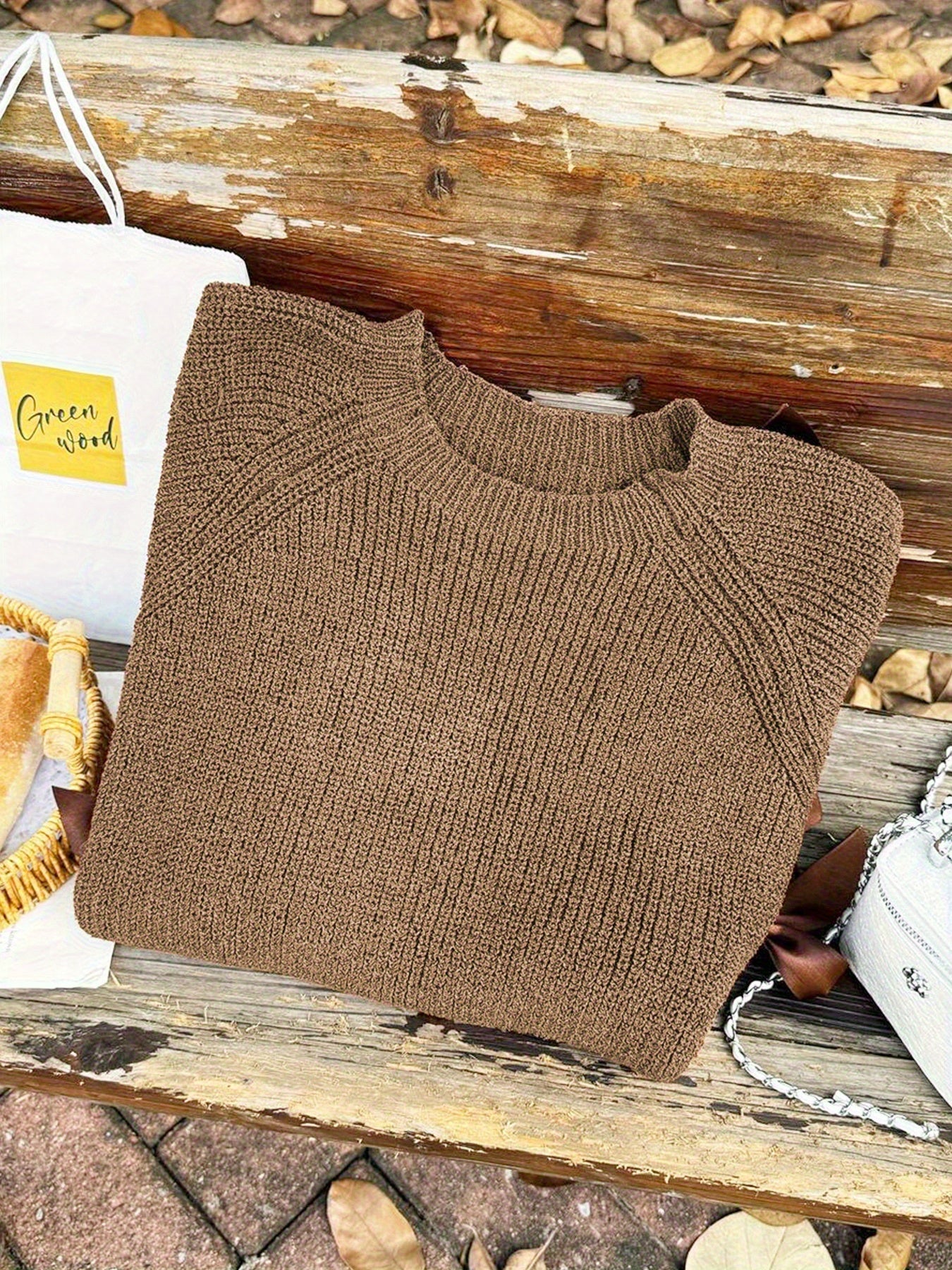 Plus Size, Plus-size  Sweet Style, Round Neck Balloon Sleeve Bow Sweater, Autumn and Winter Atmosphere Items