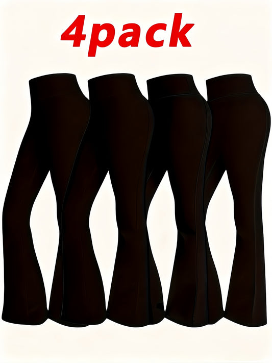 Four-piece Set Of Women'S Fashionable Spring Front-slit Bell-bottom Pants, High-waisted Casual Home Pants For Summer, Flattering The Figure, Women'S Christmas Outfit