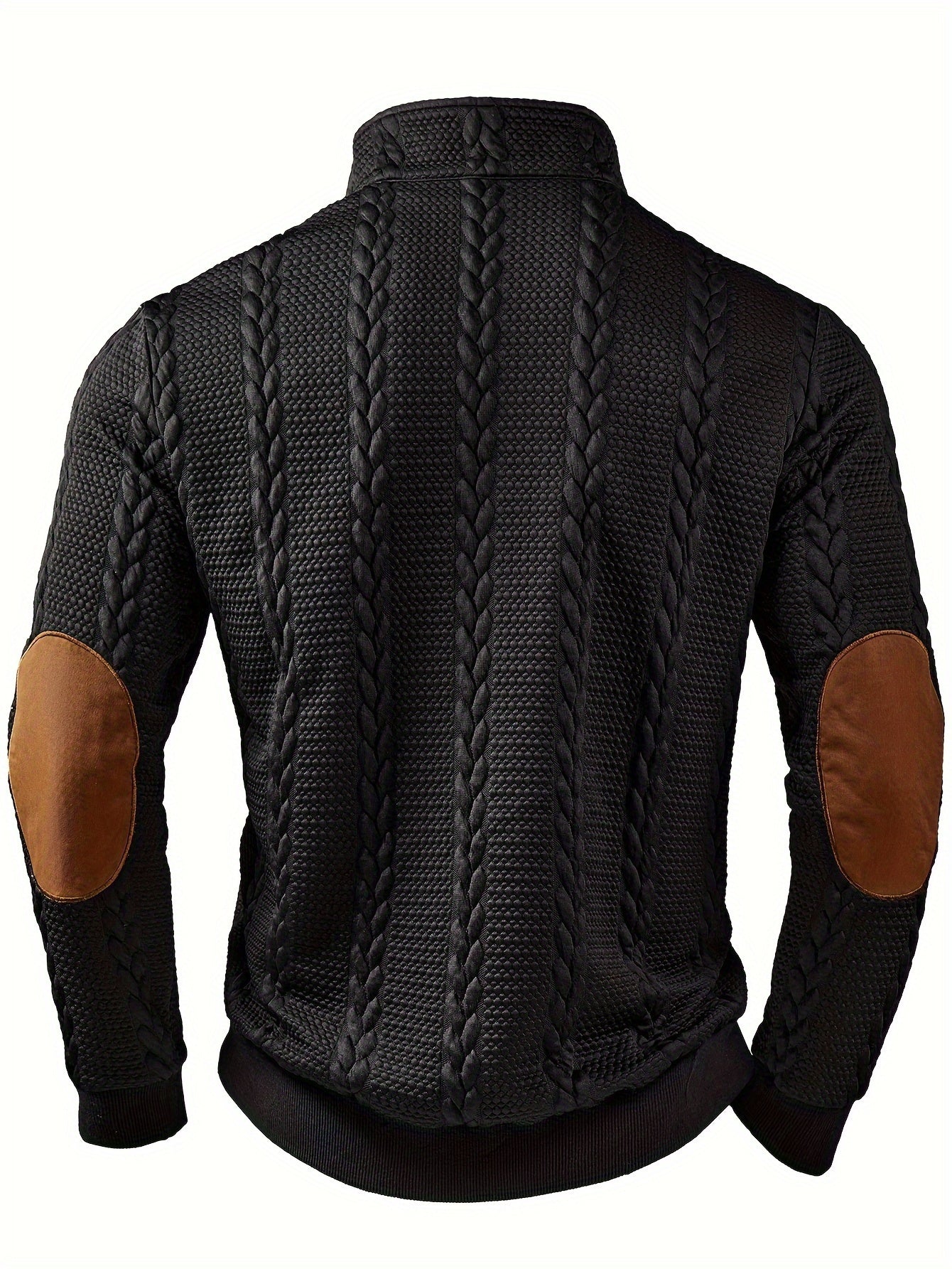 Casual Top for Men in Autumn/Winter, Featuring a Textured Wheat Pattern Fabric, Contrasting Ribbed Edges, And a Zippered Long-Sleeve Henley Design. an Ideal Present for New Year, Valentine'S Day, Or for Your Husband