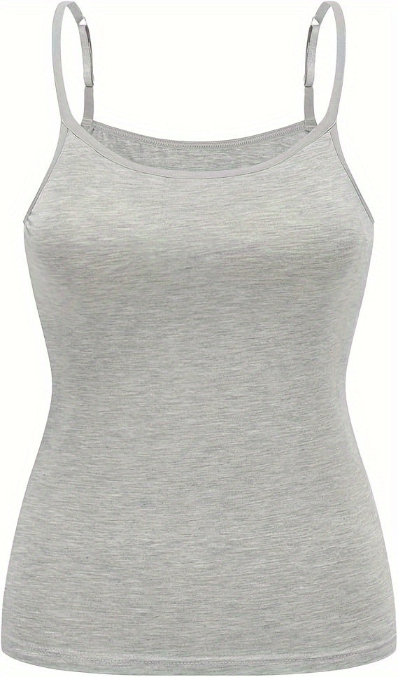 Ladies' Tank Top Featuring an Integrated Bra - Padded Camisole For, Highly Elastic Spaghetti Straps with Adjustable Breathable Straps Available in Sizes S to XL
