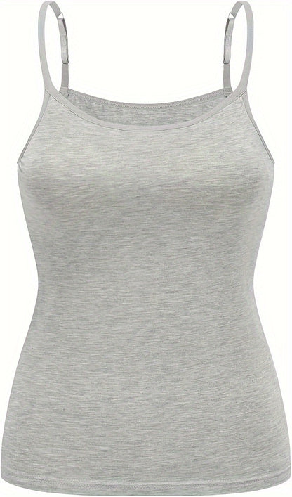 Ladies' Tank Top Featuring an Integrated Bra - Padded Camisole For, Highly Elastic Spaghetti Straps with Adjustable Breathable Straps Available in Sizes S to XL