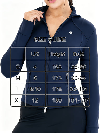 Workout Jackets for Women Full Zip Up Cropped Athletic Long Sleeve Lightweight Slim Fit Running Tops with Pockets