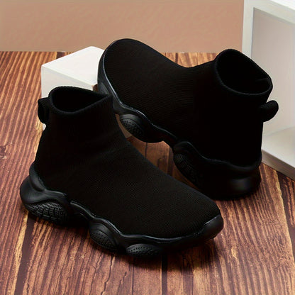 2025 Spring And Autumn Season New High Top Socks And Shoes For Boys And Girls' Daily Wear, Convenient, Fast, Comfortable, Soft And Breathable Inside, Suitable For Campus Life And Running