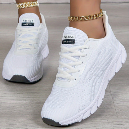 White Women's Lightweight Casual Sneakers for Womens Tennis Shoes Ankle Socks Shoes, Fitness Shoes Breathable Mesh Men's Walking Sneakers, Foam Runners Basketball Shoes, Lace-up Low-top Shoes Air Cushion Women, Women Shoes
