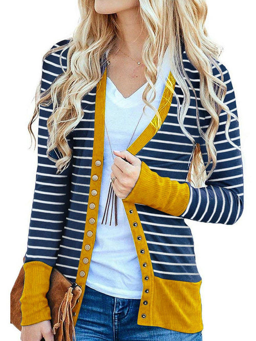Women'S Button Cardigan Long Sleeve Tops Shirts Outwear Solid Ribbed Open Front Cardigan Sweaters