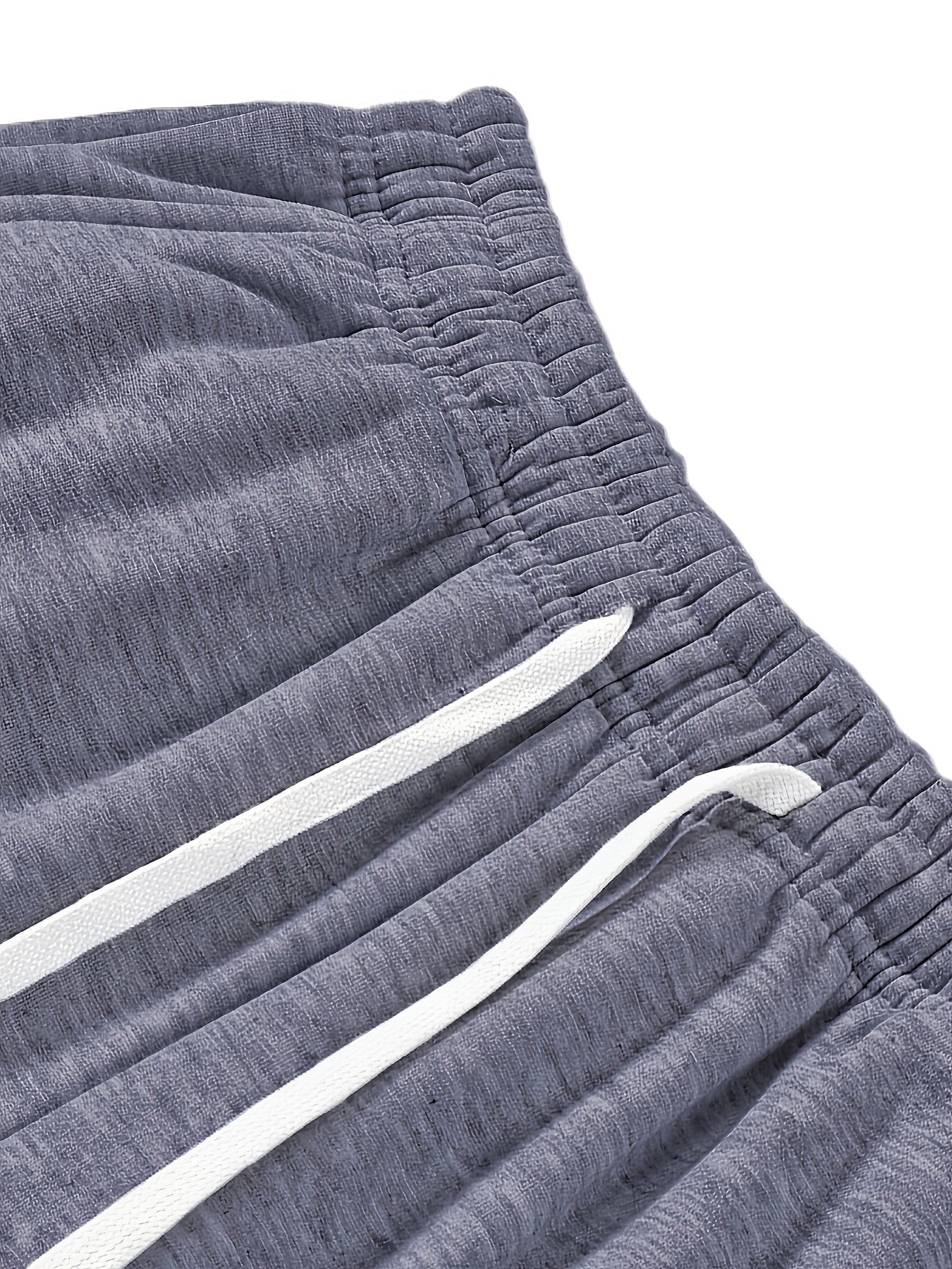 3pcs Summer Trendy All-match Long Pants [soft Knitted Joggers] Men's Soft Knitted Joggers - Loose Fit, Elastic Waist with Drawstring, Two Side Pockets - Machine Washable