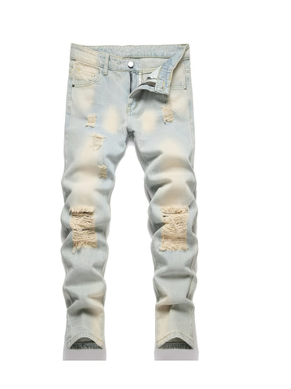 [3pcs Of Jeans] Boys' Retro Distressed Slim Fit Washed Denim Jeans, Boys' Casual Multi Piece Jeans, All Season Collection