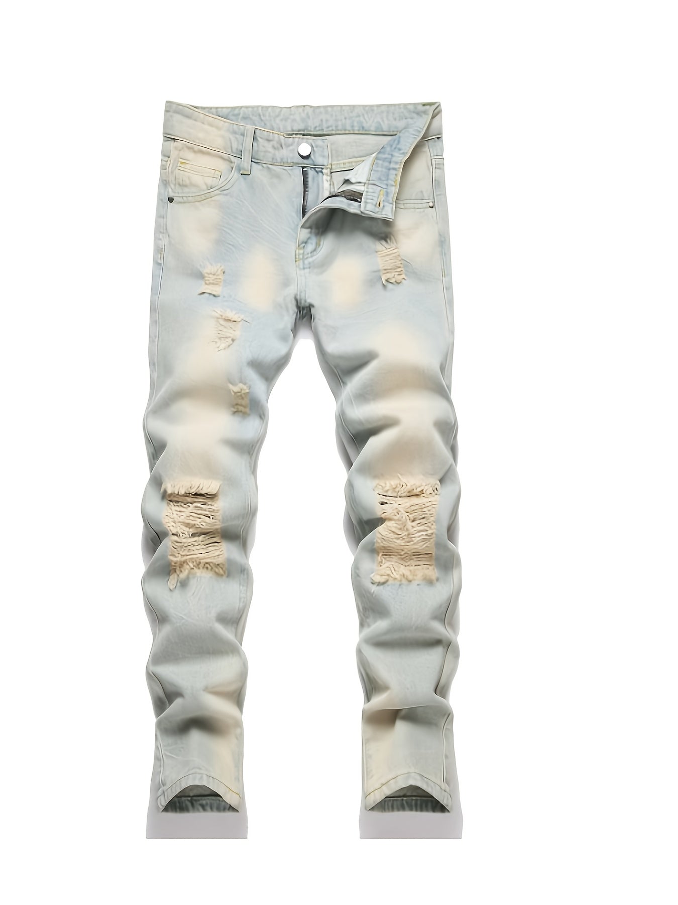 [3pcs Of Jeans] Boys' Retro Distressed Slim Fit Washed Denim Jeans, Boys' Casual Multi Piece Jeans, All Season Collection